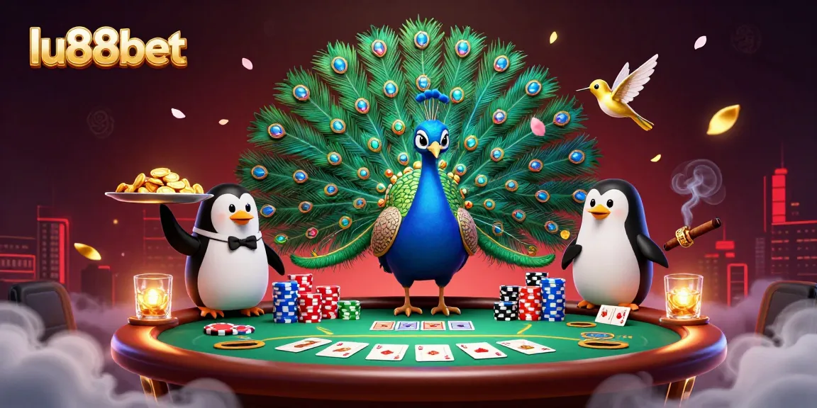 Experience high-stakes poker action with lu88bet, featuring a vibrant scene with luxurious elements.