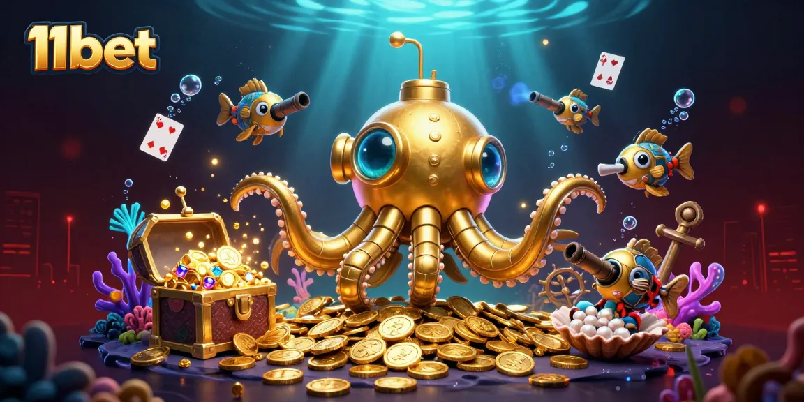 Engage in thrilling gameplay at 11bet with a vibrant underwater casino illustration