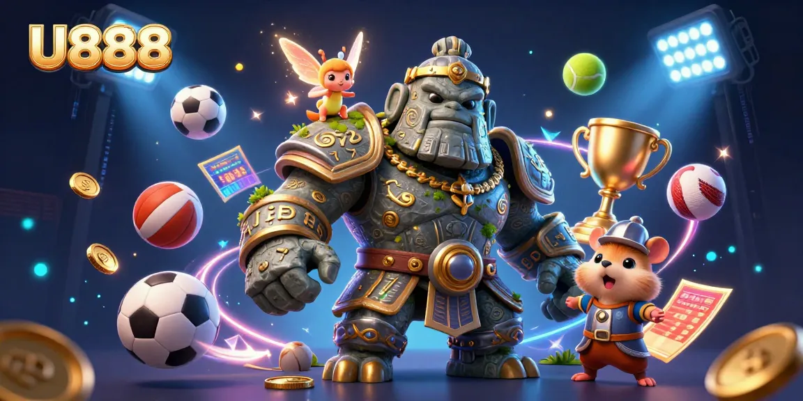 U888 bets come alive with a mystical stone golem, fairy magic, and a brave hamster knight.
