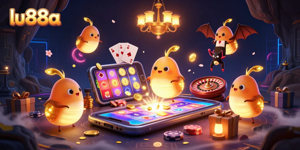 Play exciting games at lu88a, illuminated by glowworms in a vibrant casino atmosphere.