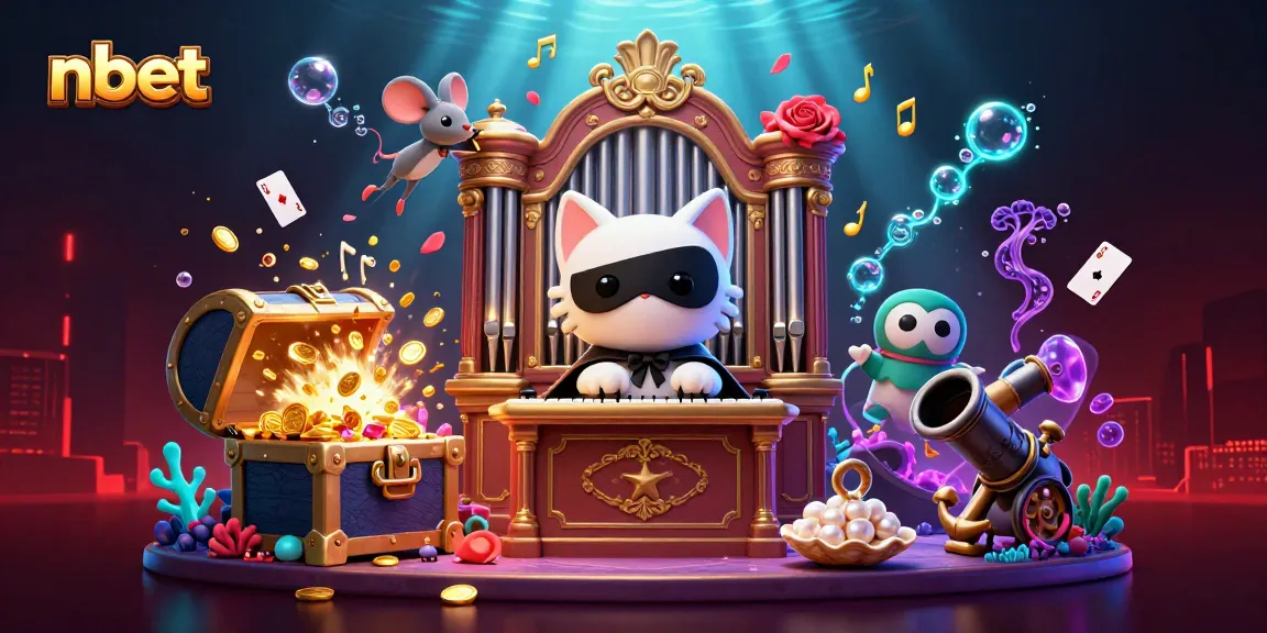 Engage with nbet's vibrant casino atmosphere featuring a phantom cat, mouse acrobat, and rich gaming elements.
