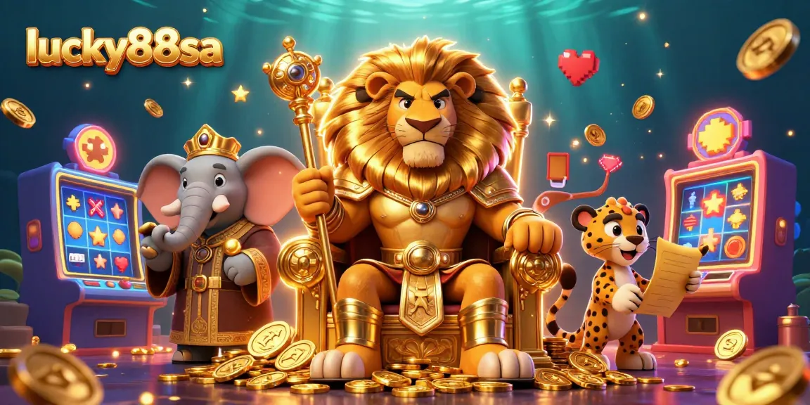 Experience the excitement of the lucky88sa casino with a vibrant 3D gaming illustration full of action and vibrant colors.