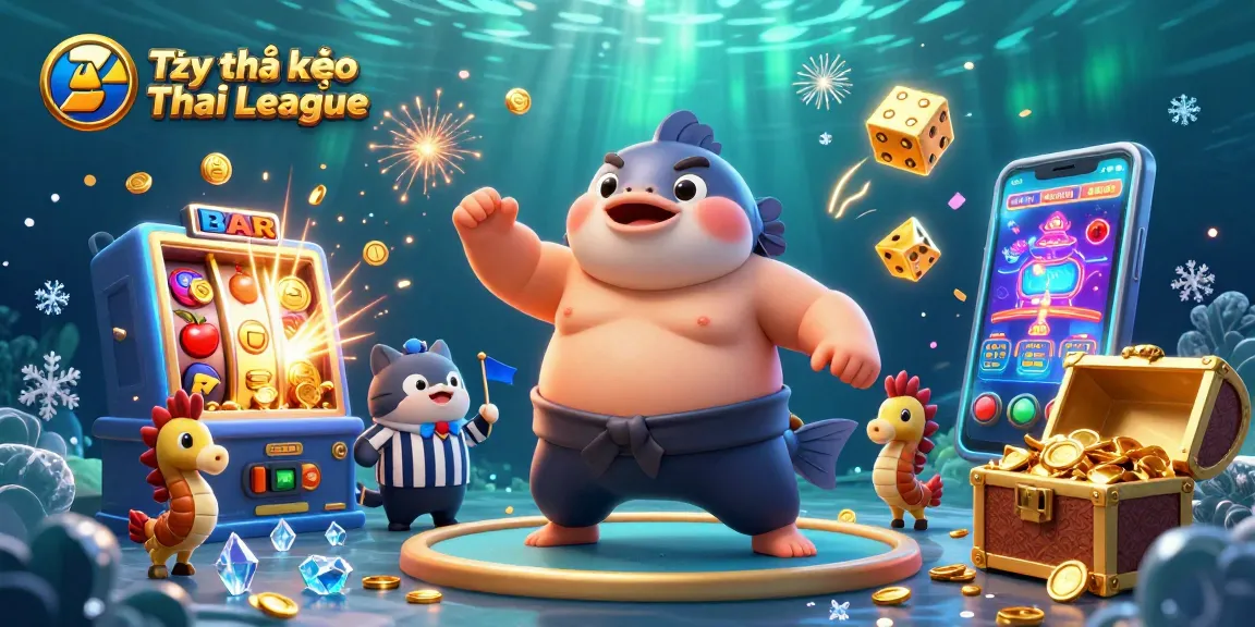 Engage with the dynamic Tỷ lệ kèo Thai League scene featuring vibrant underwater casino elements and lively characters