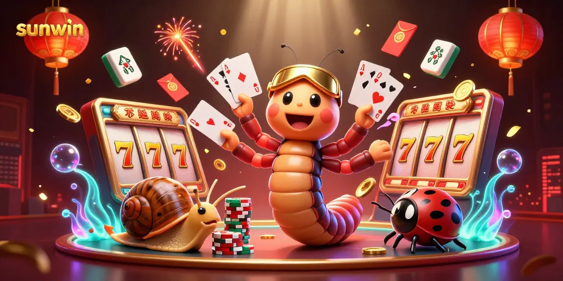Experience the excitement at sunwin's ultimate casino with a lively 3D illustration featuring a vibrant millipede dealer.