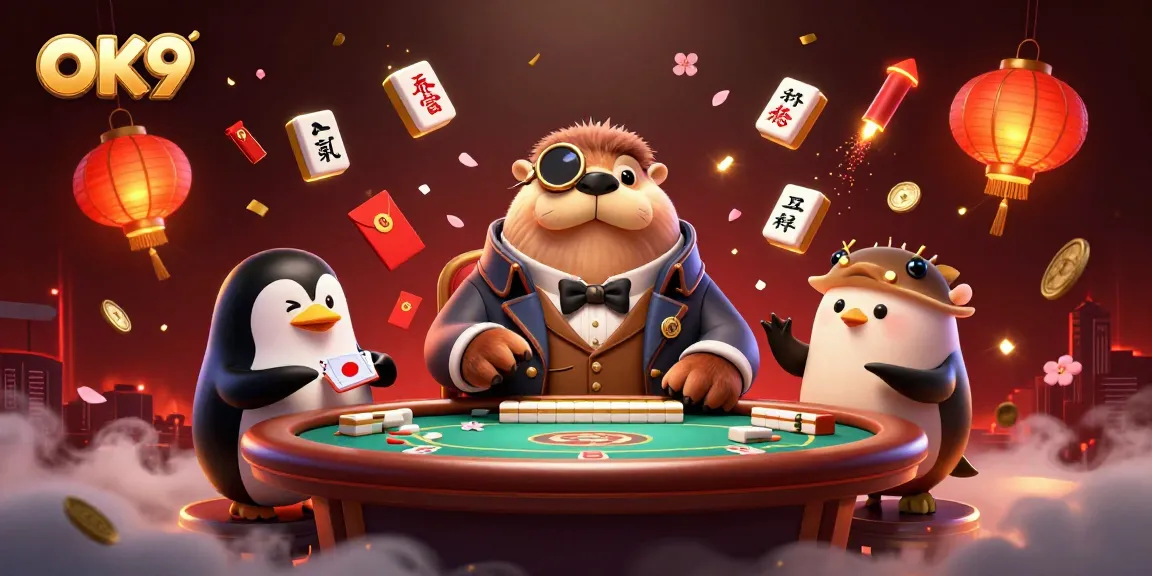 Engage with exhilarating OK9 poker action featuring a jolly walrus, sophisticated dealer, and bluffing pufferfish