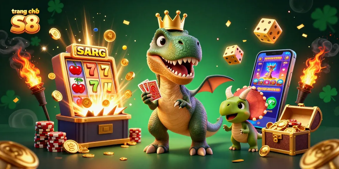 Engage with the vibrant gameplay on trang chủ S8 showcasing a rich casino atmosphere with playful dinosaur characters.